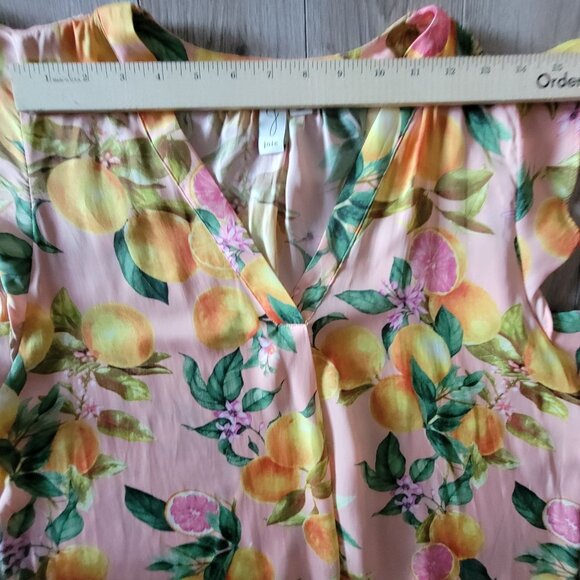 Joie Womens Large Sleeveless Lemon Print Blouse With Flutter Sleeves V-Neckline - Picture 11 of 14